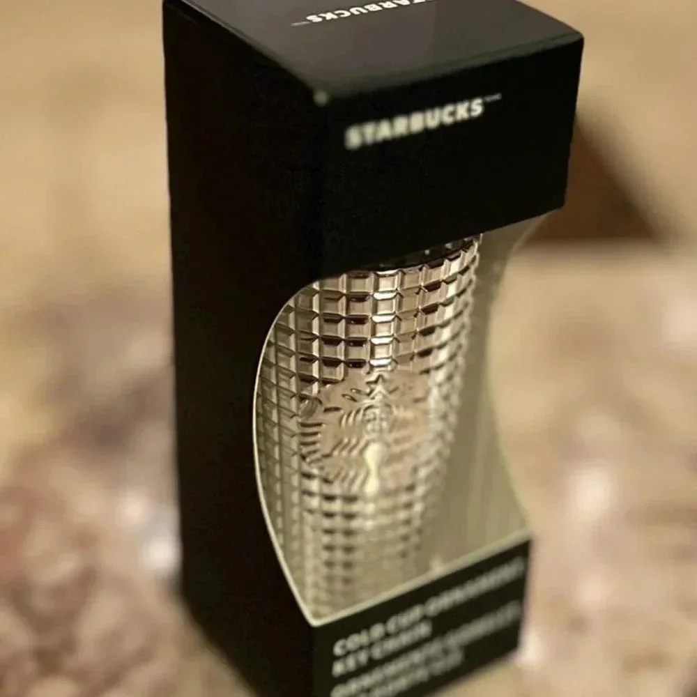 NEW Starbucks Holiday 2023 Shiny Silver Studded Mini Tumbler Ornament Keychain